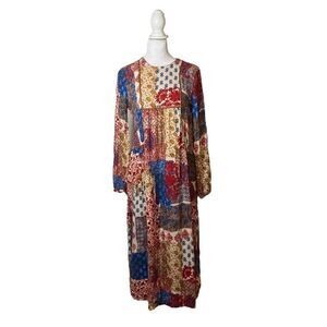 Zara Trafuluc Boho Cottage Core Patchwork Quilt Paisley Floral Maxi Dress US S